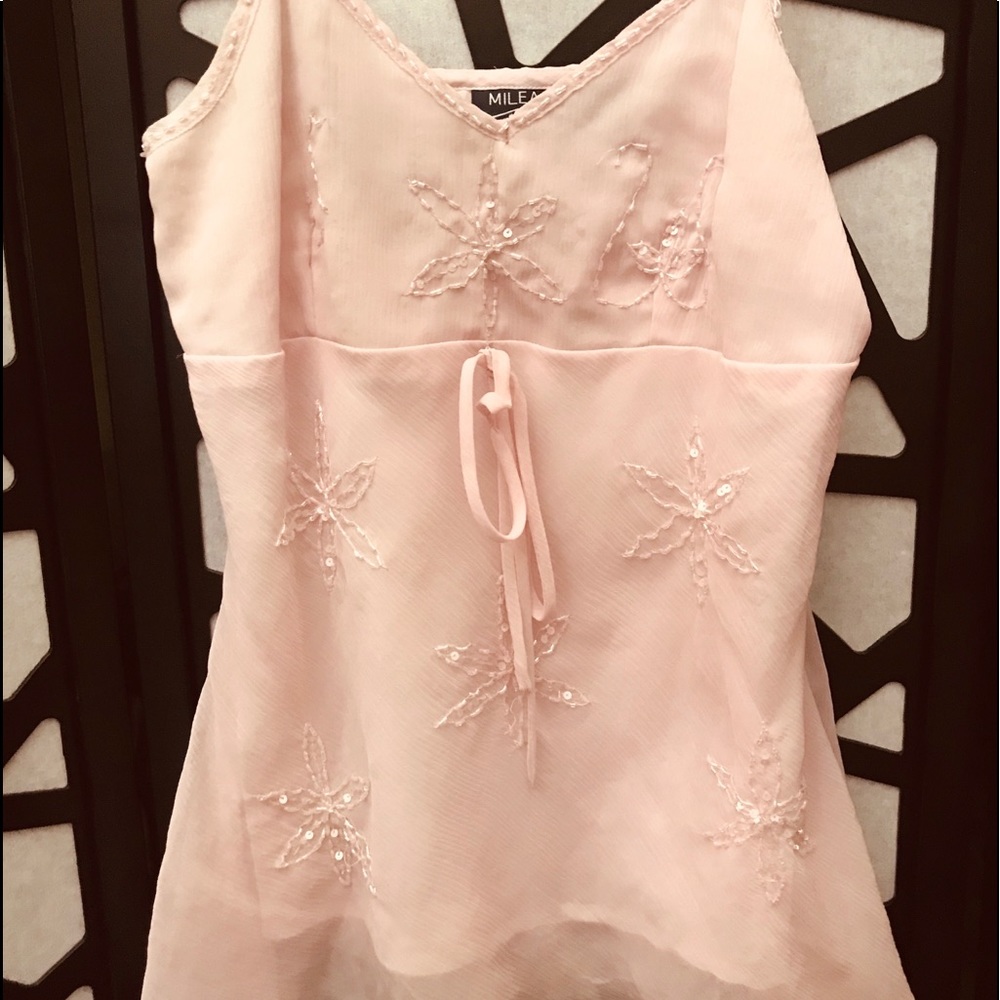 Pink tank top with beads!